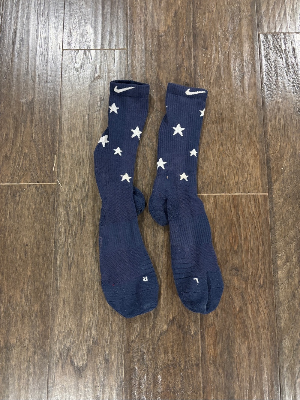 Nike Elite Men’s Navy Crew Socks with White Star Pattern - Large
